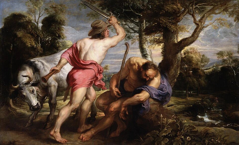 Mercure et Argus, Rubens : Mercure, caducée à la main, endort Argus pour libérer la génisse Io
